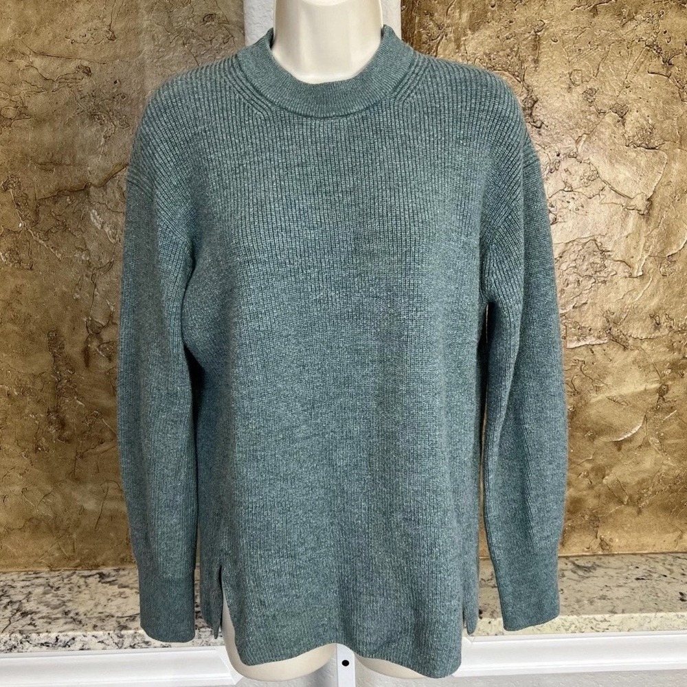 Lululemon Merino Wool Blend Ribbed Knit Crewneck‎ Sweater Womens 4 Green